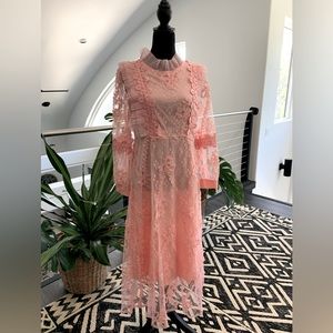 Light Pink Chiffon Long sleeve Dress